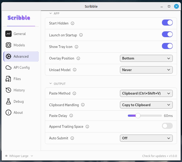 Scribble Advanced Settings