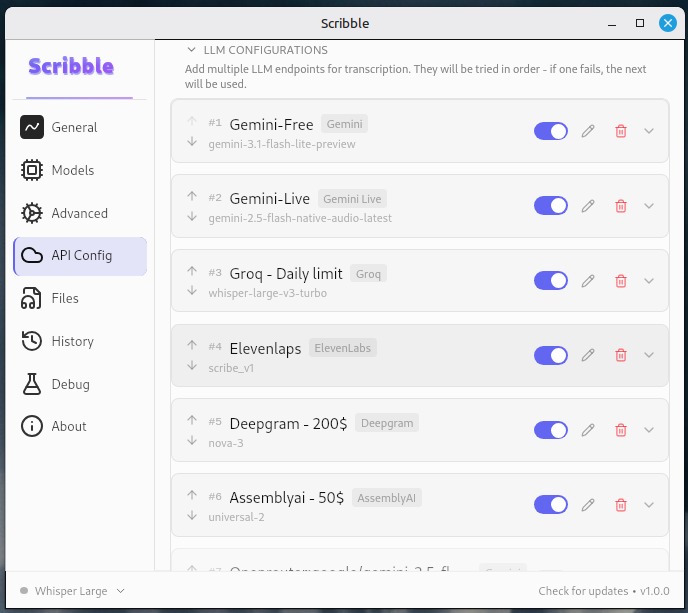 Scribble API Configuration
